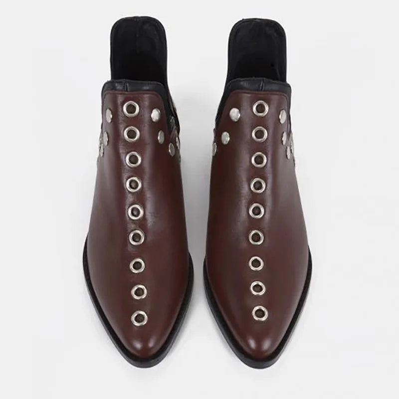 2024 Best-selling Hot New Women's Boots Autumn Pointed Head Rivets Personality Ankle Boots Women Sneakers Women
