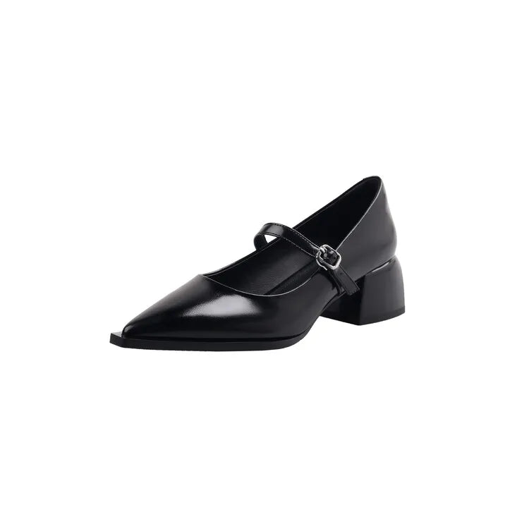 New Spring Split Leather Women Shoes Pointed Toe Women Pumps Fashion Retro Mary Jane Shoes for Women High Heels Ladies Shoes
