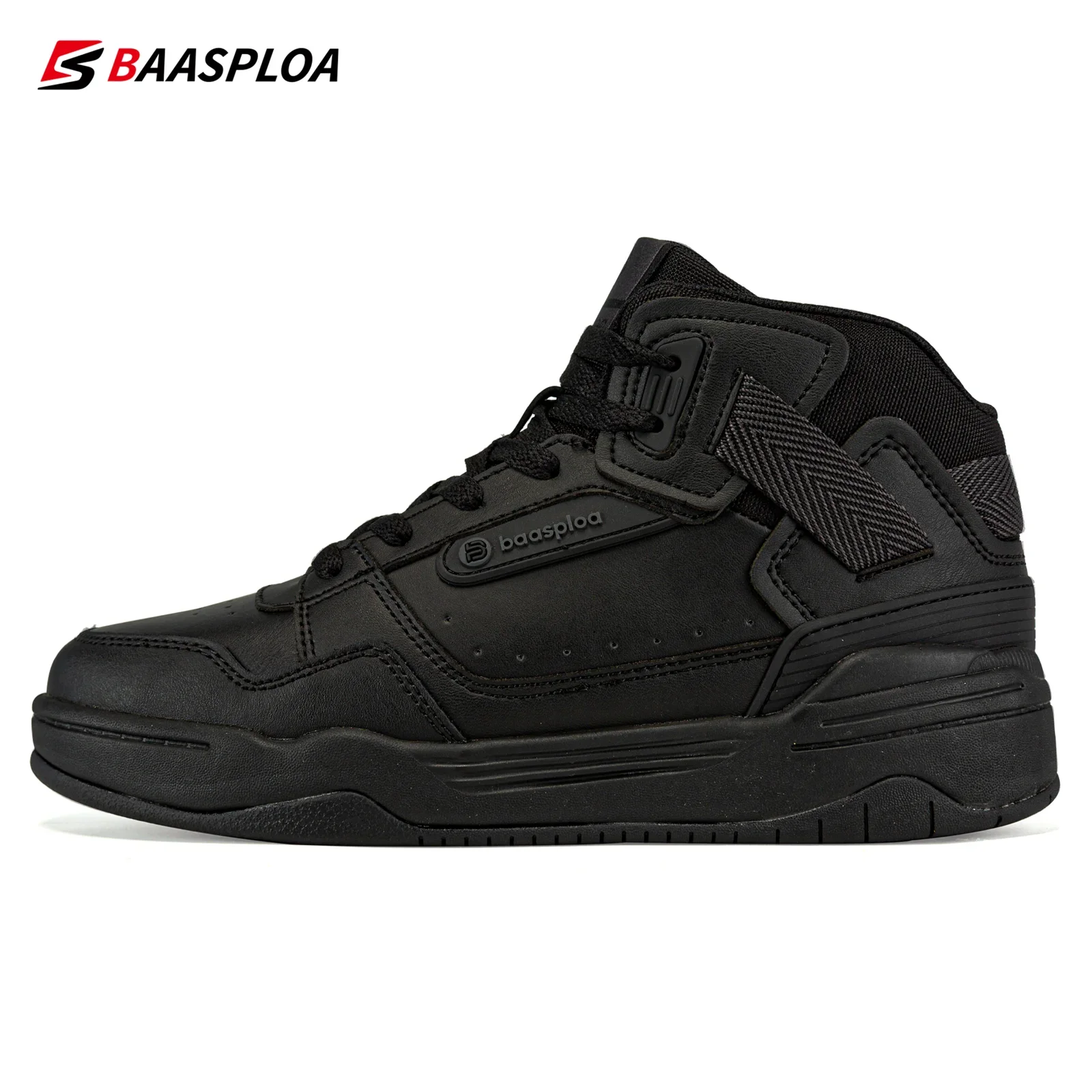 Baasploa Women Snow Boots Leather Waterproof Ankle Boots for Women Plush Warm Casual Shoes Comfort Walking Non-Slip Lace-Up
