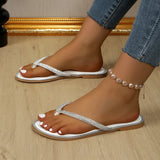 Slippers Women 2024 New Flip Flops Sandals for Women Beach Sandals Rhinestone Toe Separator Flat Anti Skid Summer Slides Women