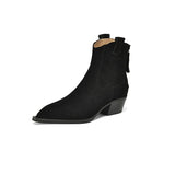 2024 Winter Classic Chelsea Boots for Woman Cow Suede Pointy Toe Wedge Heel Ankle Boots Simple Comfortable Cowboy Boots Female