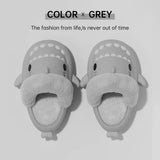 Men'S Winter Plush Shark Slippers Couple Adults Warm Fluffy Slides Soft Household Cartoon Indoor Detachable Home Cotton Shoes
