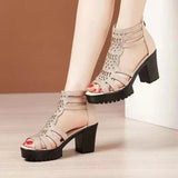 2024 New Women's Sandals Wedges Summer Hollow Out Roman Sandals Ladies Elegant Low Heel Sandals for Women Fashion Mujer Footwear