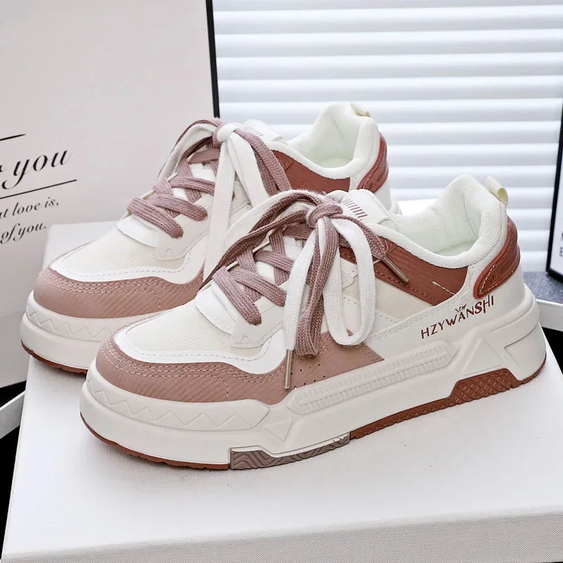 Autumn Women Vulcanize Shoes Flat With Lace-up Sneakers Outdoors Non-slip Casual Comfortable Female Sports Shoes