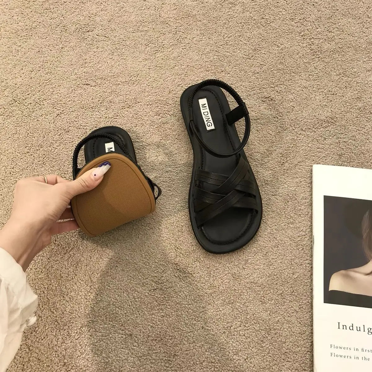 Women Sandals Summer New Fashionable Comfortable Soft Sole Wear Resistant Women Casual Breathable Roman Beach Sandals