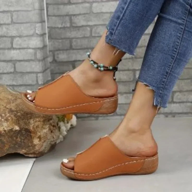 Women'S Open Toe Sandals Summer Woman Fashion Breathable Comfortable Sandals Wedge Buckle Female Footwear Zapatos Fucsia Mujer