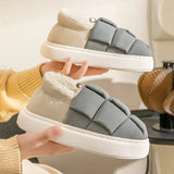 Evshine Winter Toast Women Slippers Warm Plush Cotton Slippers Indoor Home Non-Slip Thick Sole Furry Shoes For Couples New 2022