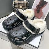 Dickbesohlte Lochschuhe Wintersamt Damenmode Oberbekleidung Abnehmbare Baumwollpantoffeln Warme und rutschfeste Hausschuhe