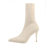 Sexy Sock Boots Knitting Stretch Boots High Heels for Women Fashion Shoes 2024 Spring Autumn Ankle Boots Female Size 42