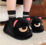 Cute Black Cat Cotton Home Slippers For Men And Women 2024 Winter Cute And Anti Slip Warm Indoor Household Slippers For Couple