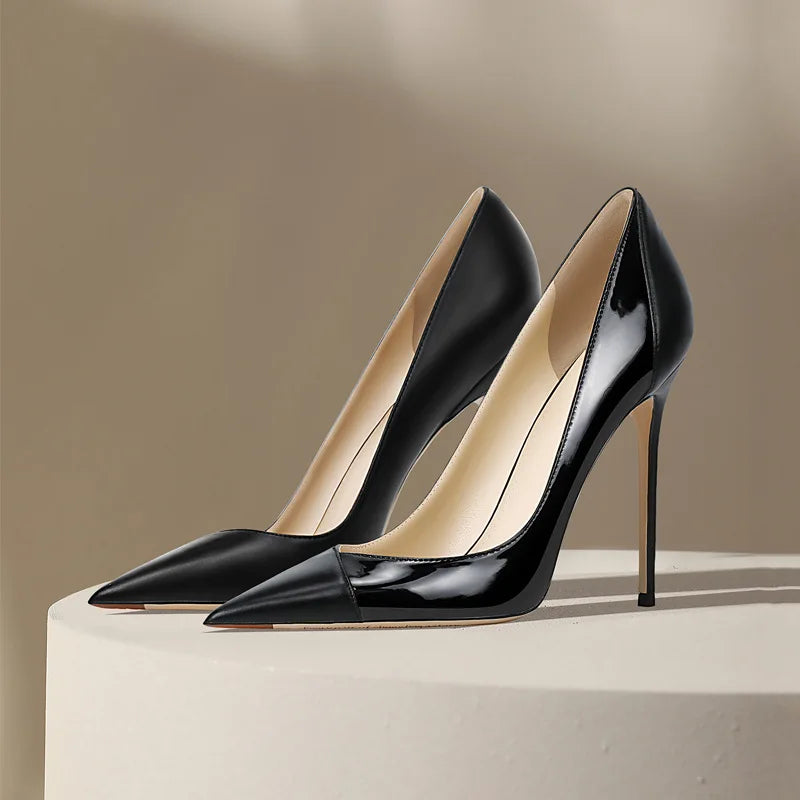 Naked high heels for women new models for socialites color blocked French style queen pointed single shoes for women, slim heels