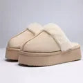 Kidmi Women's Platform Fuzzy Slippers Memory Foam Slippers Fluffy Winter House Shoes Indoor and Outdoor Antiskid Women Slippers