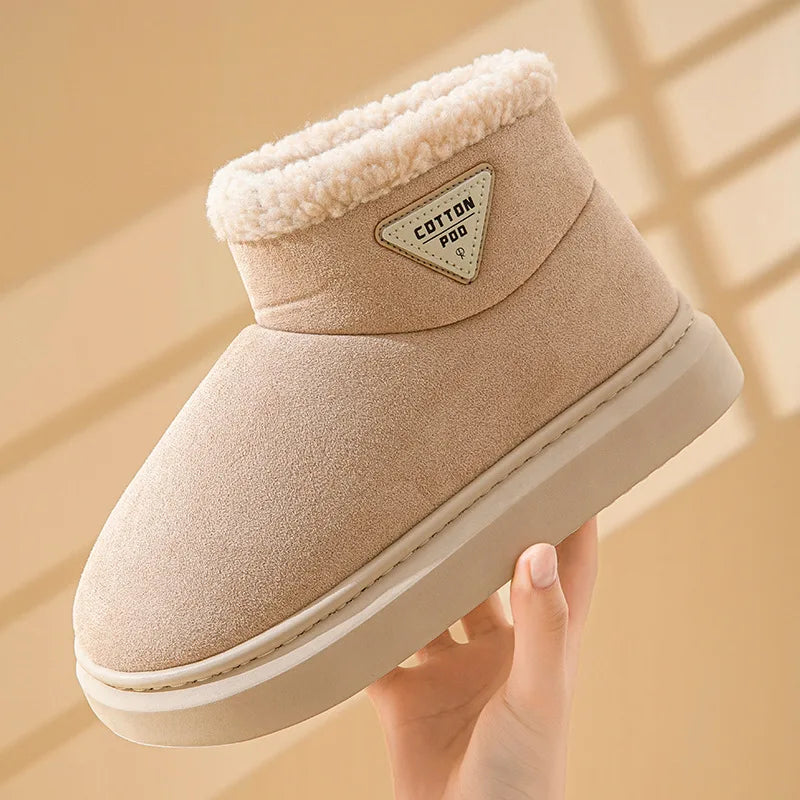 Evshine Winterfell-Schneestiefel für Damen, flauschig, warm, mit Plüsch gefüttert, Baumwollstiefel, weich, gemütlich, lässig, flauschig, Schneestiefel