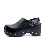 Italy Winter Shoes Women Designer Fur Sandals Calf Hair Platform Clogs Luxury with Wool Lined Slip On Mules with Leather Strap
