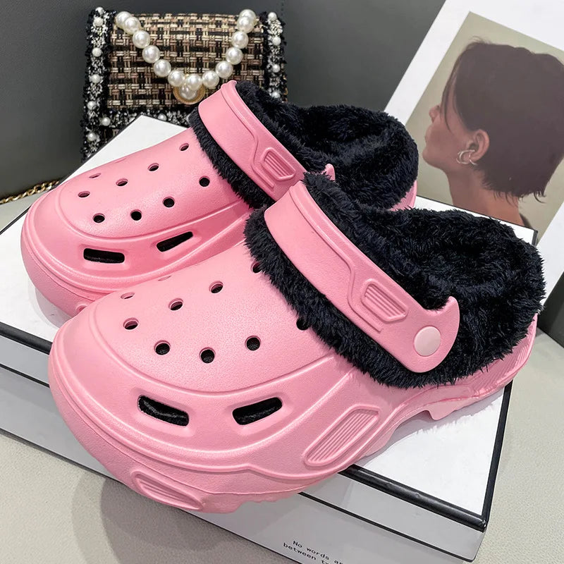 Dickbesohlte Lochschuhe Wintersamt Damenmode Oberbekleidung Abnehmbare Baumwollpantoffeln Warme und rutschfeste Hausschuhe
