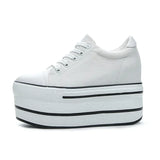 Fujin 7.5cm Fashion Canvas Shoes Breathable Women Super High Heel Sneakers Platform Shoes Women Autumn Autumn Women's Shoes