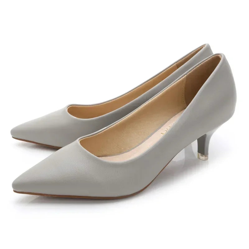 Professional High Heels Women Pointed Shallow Mouthed Single Shoes Black Slim Heeled Flight Attendant Formal Work Shoes Pumps