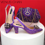 High Quality Designer Shoes and Bags Matching Set Decorate with Rhinestone Women Shoes High Heel Luxury Shoes Women Designer