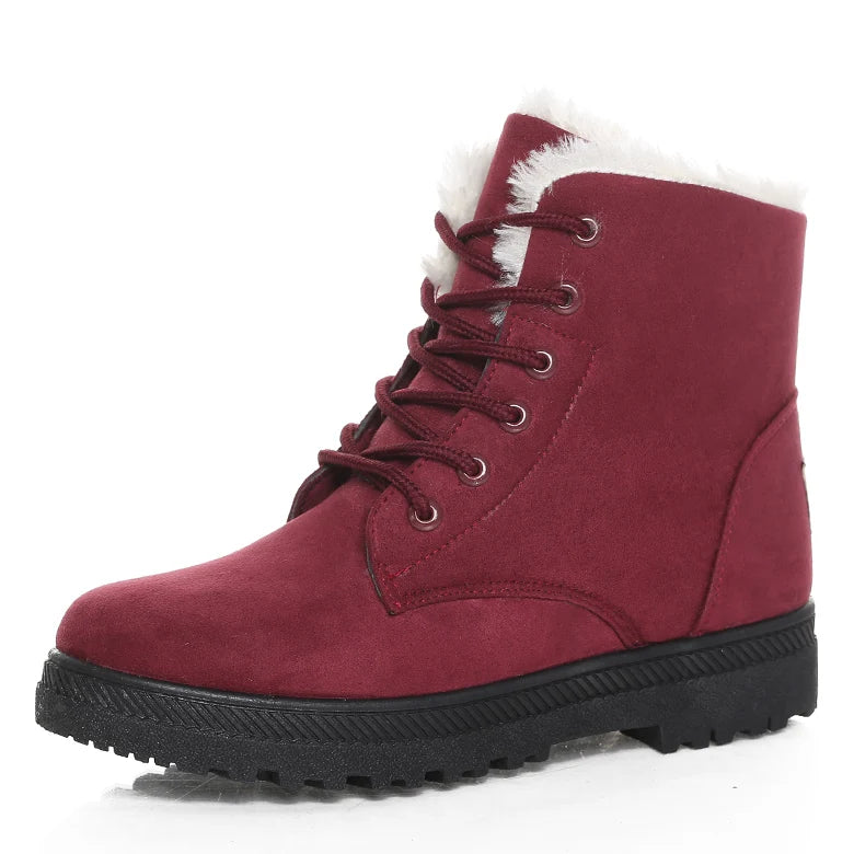Women's Boots 2024 Winter Boots With Fur Low Heels Snow Boots Ankle Bota Feminina Platform Booties For Women Winter Shoes Heeled