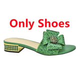 Italian Shoes and Bags Matching Set Decorated with Rhinestone Shoes for Women 2024 Designer Luxury Low Heels Slip On Party Pumps