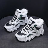 Women's White Winter Sneakers with Plush Lining and Chunky Sole - Warm High-Top Athletic Shoes for Cold Weather zapatos de mujer