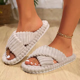 Women's Bow knot Slippers Four Seasons Home Shoes Indoor Corduroy Soft Leisure Comfortable Living Room Non slip Flip flop ﻿