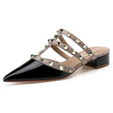【Measure your feet length before order】Gladiator Women Thick High Heel Sandal Rivet Pointy Toe Fashion Prom Dress Shoe 68-CHC-33