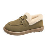 Chaussons plats d'hiver pour femmes, chaussures de marche épaisses et élégantes, polyvalentes et décontractées, chaussures en coton pour paresseux pour un pied