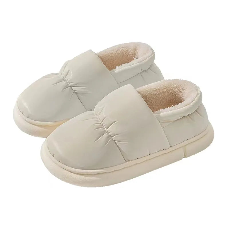 Evshine Winter Toast Women Slippers Warm Plush Cotton Slippers Indoor Home Non-Slip Thick Sole Furry Shoes For Couples New 2022