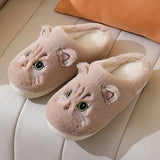 Kawaii Cartoon Cat Fuzzy Slippers - Ultra Soft Fabric Inner, Plush Flat Sole, Cozy Warmth, TPR Durable Outsole, Fabric Upper