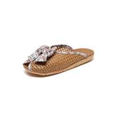 Rattan Grass Woven Slippers For Home Summer Men And Women Home Couples Linen Slippers Indoor Non-Slip Floor
