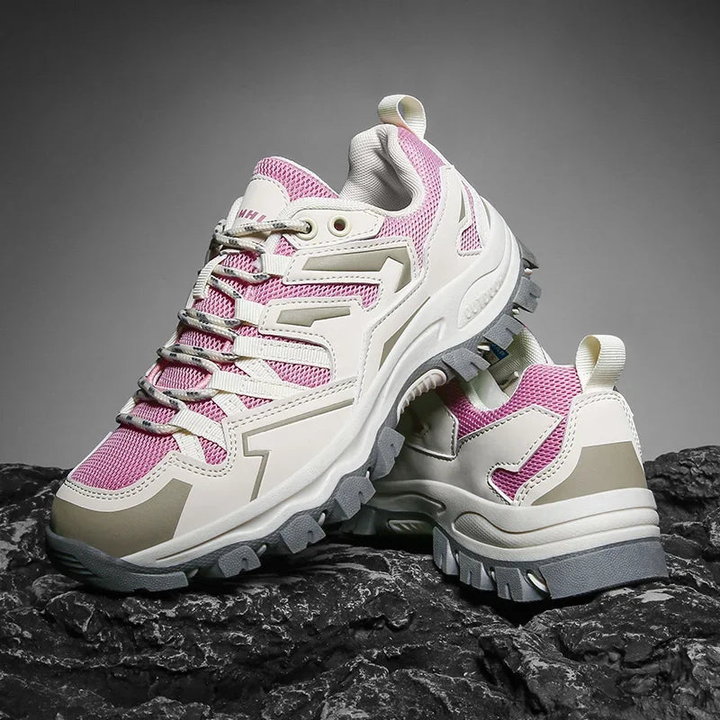 2025 Women Outdoor Casual Shoes Summer Breathable Mesh Hiking Sneakers Female Light Trekking Footwear Flat Fashion Climbing Work