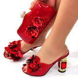 Classic Green Color Pointed Wine Glass Heel Design Ladies Shoes Dual-Use Ladies Bags Wedding Party Shoes Bag