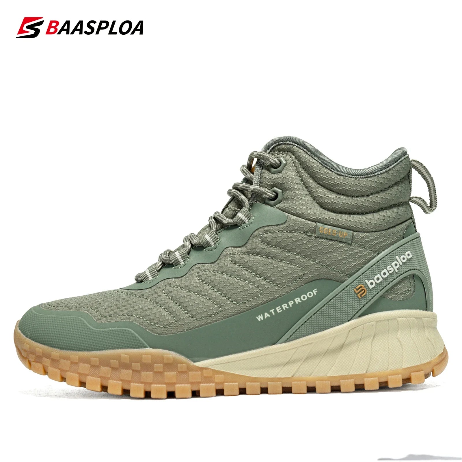 Baasploa Women Snow Boots Leather Waterproof Ankle Boots for Women Plush Warm Casual Shoes Comfort Walking Non-Slip Lace-Up