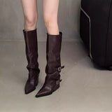 2024 New High-heeled Women Boots Pointed Toe Long Boots for Women Sexy Punk Gothic Boots Paris European and American Female