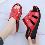 Women's Wedges Slippers Thick Bottom Round Head Sandals Casual Lightweight Non-slip Beach Shoes Zapatillas De Estar Por Casa
