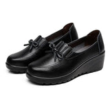 Ngouxm Spring Autumn Women Pumps Wedges Shoes Woman Genuine Leather Casual Shoes Mother High Heels Shoes