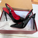 Customize Women Sexy Black Patent Slingback Pointy Toe High Heel Shoes Elegant OL Lady Work Stiletto Party Pumps 8cm 10cm 12cm