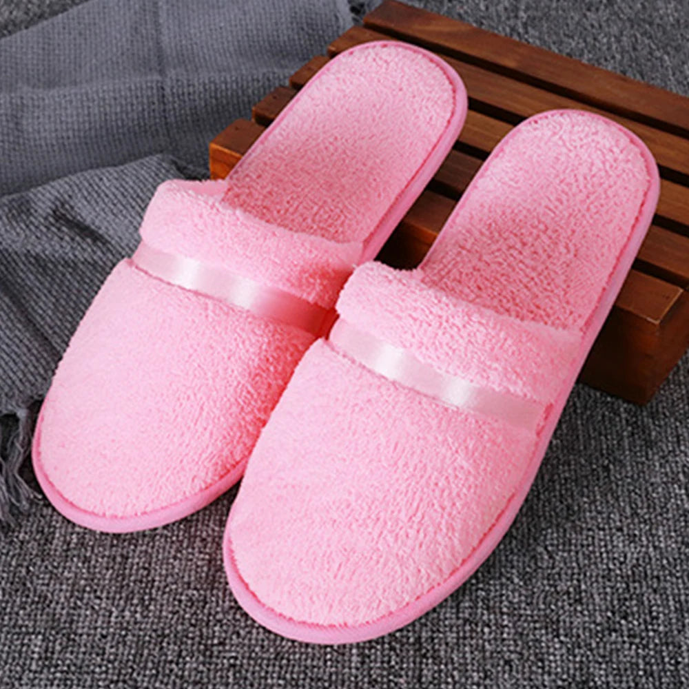 Coral Fleece Cheap Hotel Slippers Travel SPA Slipper Non-slip Soft Home Guest Shoes All-inclusive Slippers Solid Color Slippers