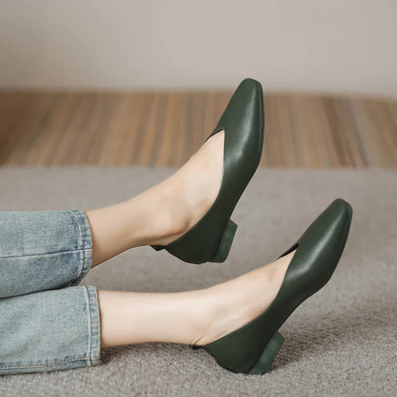 Woman Spring Casual Square Toe Low Soft Soled Lolita Flats Ballerina Red Female Elegant French Retro Buckle Mary Janes