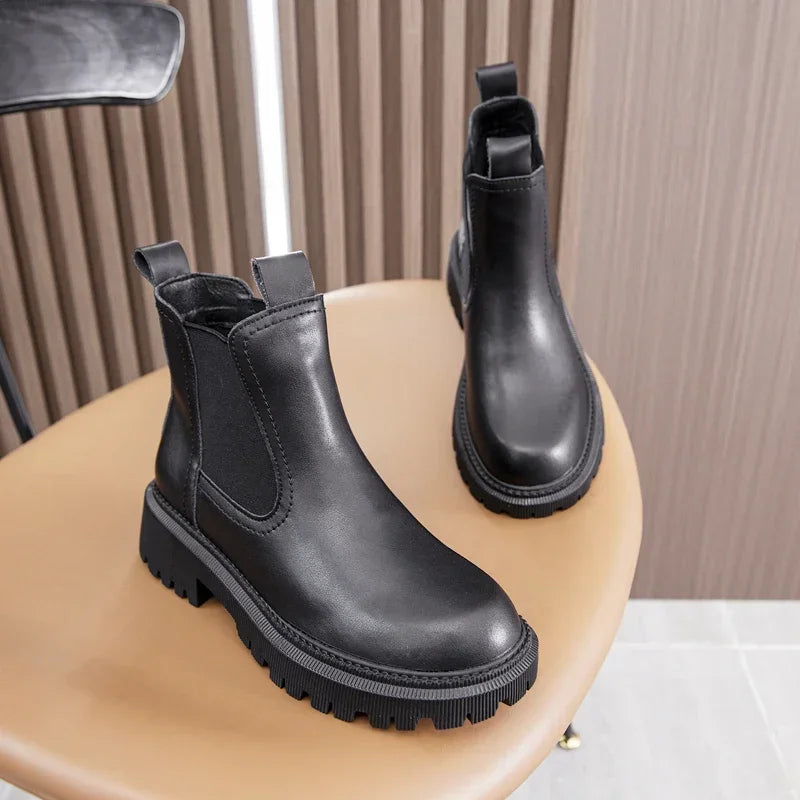 BRANGDY 2024 Women's Chelsea Boots pu Leather New Autumn Winter Fashion Women's Ankle Boots Retro Marton Boots Ladies  WHSLE MTO