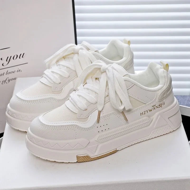 Autumn Women Vulcanize Shoes Flat With Lace-up Sneakers Outdoors Non-slip Casual Comfortable Female Sports Shoes