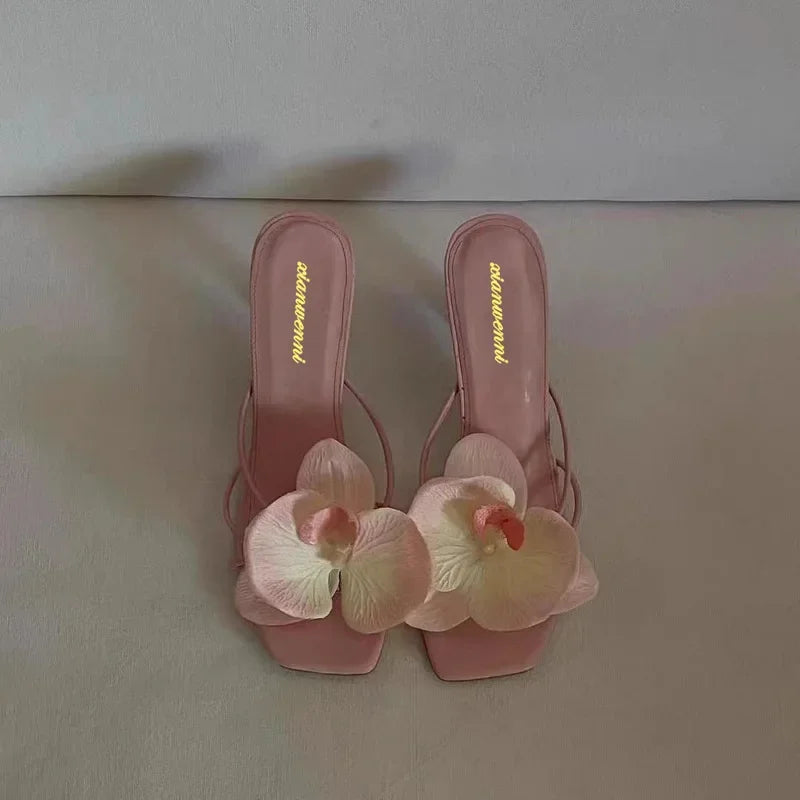 Spring and Autumn New Luxury Women's High Heels Sandals Elegant Style Flower Toe High Heels Slippers Casual Summer Women's Shoes