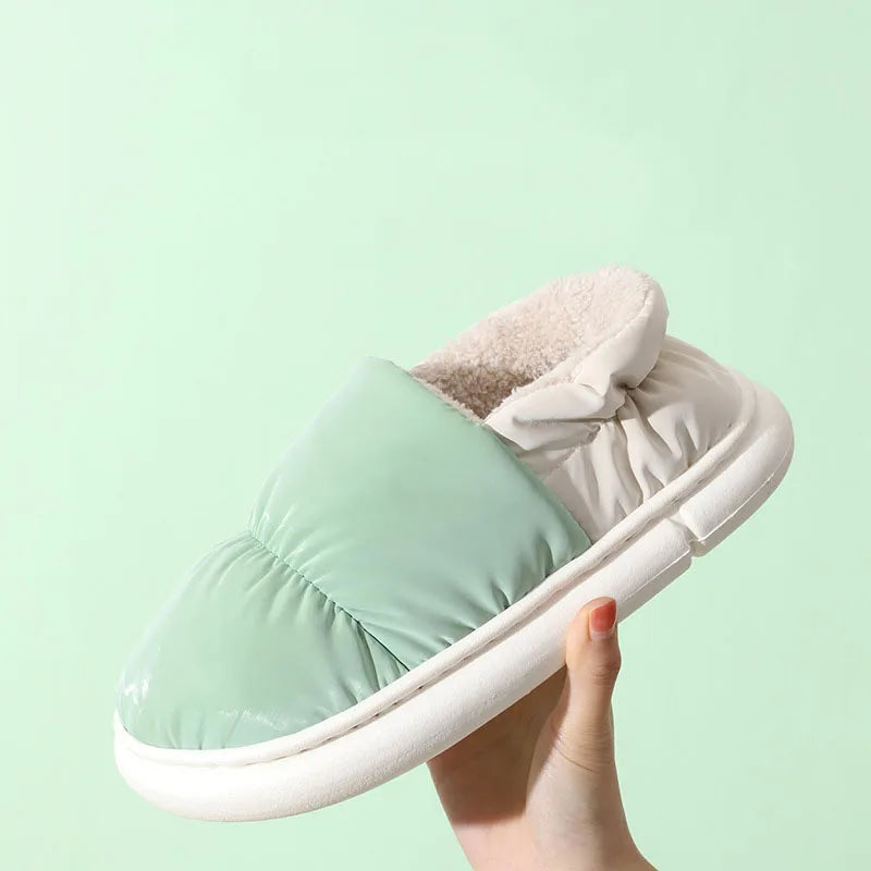 Evshine Winter Toast Women Slippers Warm Plush Cotton Slippers Indoor Home Non-Slip Thick Sole Furry Shoes For Couples New 2022