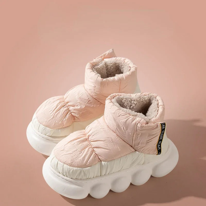 Chunky High Heels 5cm Women's Ankle Boots Winter Platform Soft Female Cotton Shoes Outdoor Waterproof Non-slip Woman Snow Boot