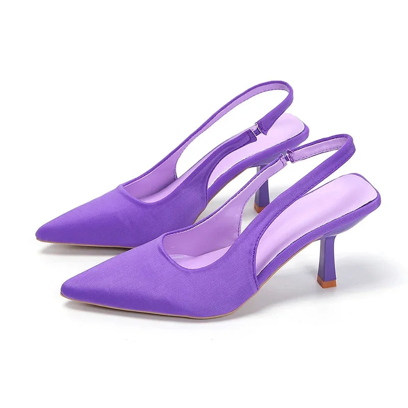 Women  Rhinestone High Heels Woman Pumps Heeled Sandals Fashion Female Stiletto Slingback Pointe Weddings Bridal 2023