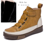 DIMANYU Women Winter Shoes Boots Flat Genuine Leather Retro Front Tie British Style Ladies Boots Trend Girl Student