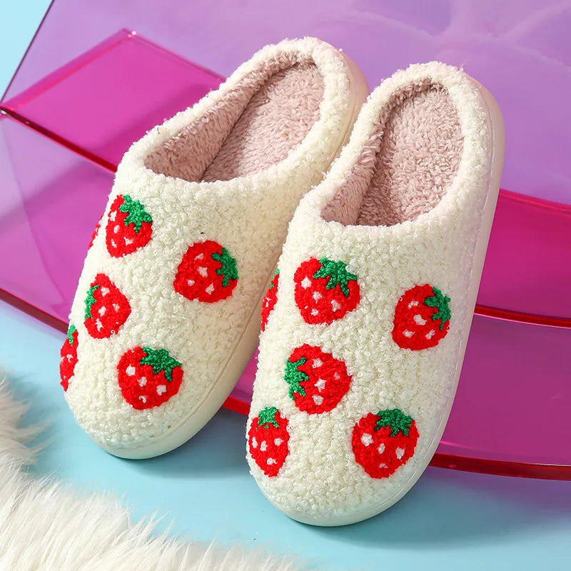 New Winter Christmas Sandals Adult Warm Indoor Bedroom Slippers Women Comfortable Non-slip Slides Men Home Soft Plush Flip Flops