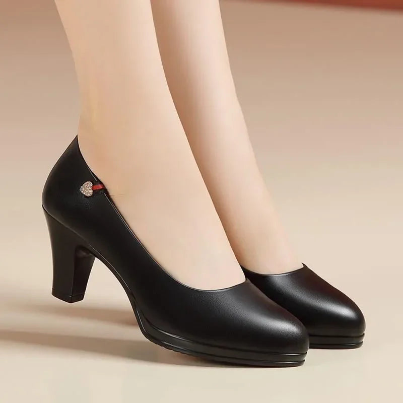 Zapatos De Mujer Women Cute Pointed Toe Brown High Quality Shoes Lady Fashion Sweet Spring & Summer Anti Skid Heel Shoes B9641
