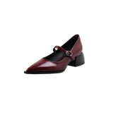 New Spring Split Leather Women Shoes Pointed Toe Women Pumps Fashion Retro Mary Jane Shoes for Women High Heels Ladies Shoes